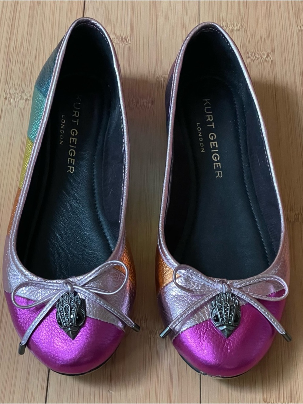 🌈 Kurt Geiger London Eagle Ballet Rainbow Multicolor Flats Sz US 6.5-7 EU 37🌈 - Picture 15 of 15